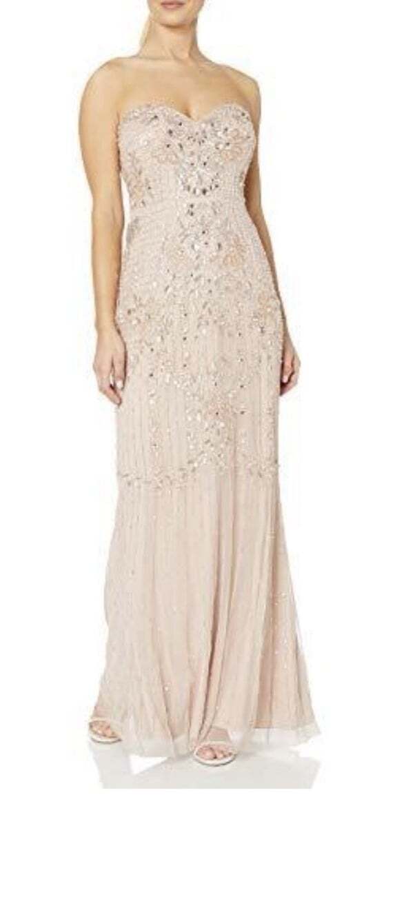 Aidan By Aidan Matrix Women’s Beaded Strapless Gown, Blush, Sz.6. $495